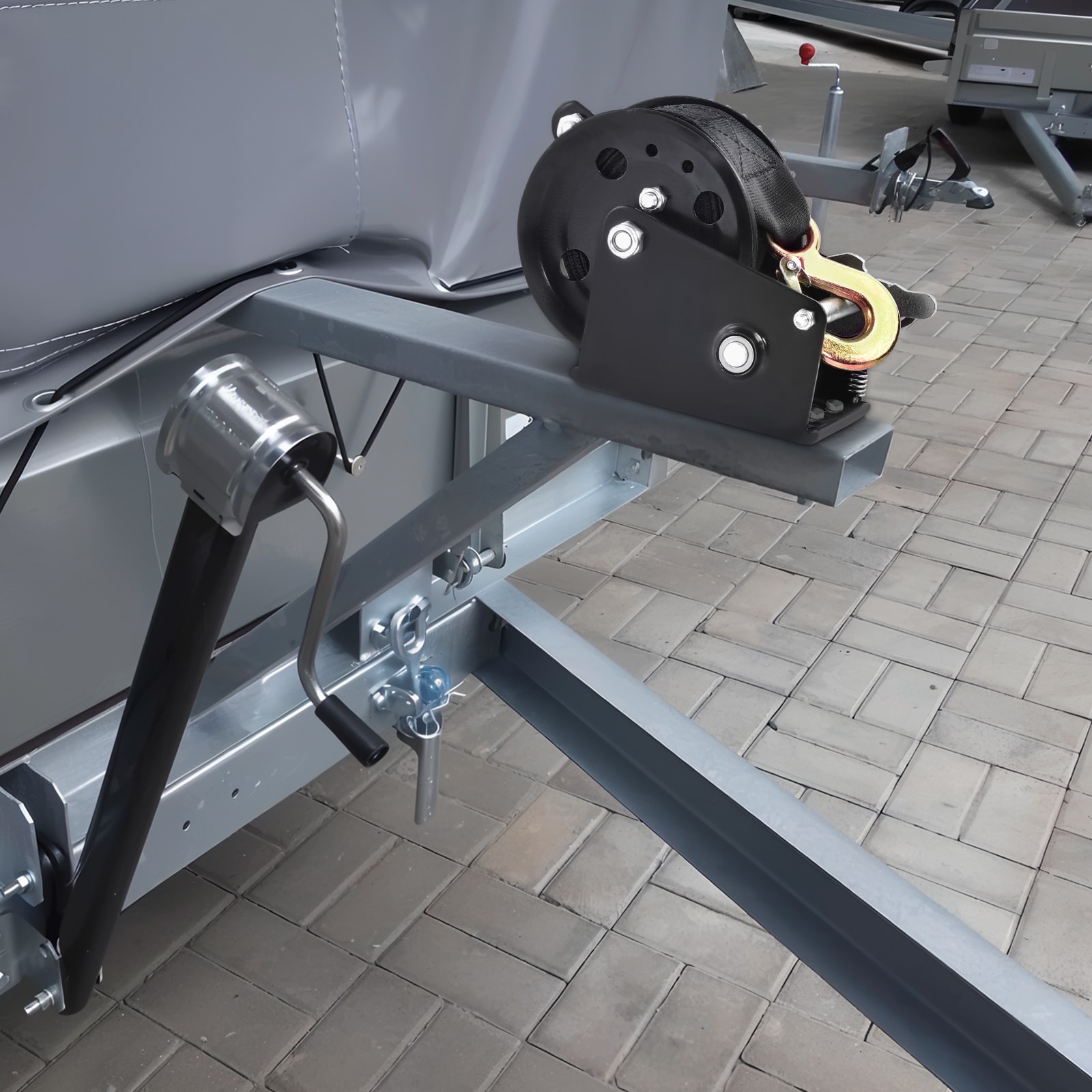 Manual Hand Winch With Polyester Strap For Boat And Atv Trailers_voghion.com